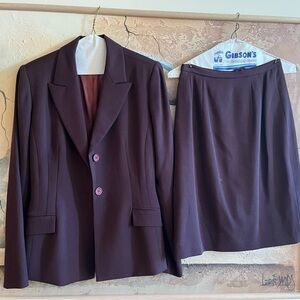 LILLET Wool Blazer and Skirt Purple Set Vintage size 38
